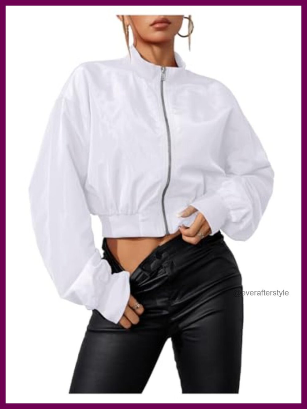 Verdusa Women's Cropped Bomber Lightweight Zip Up Jacket